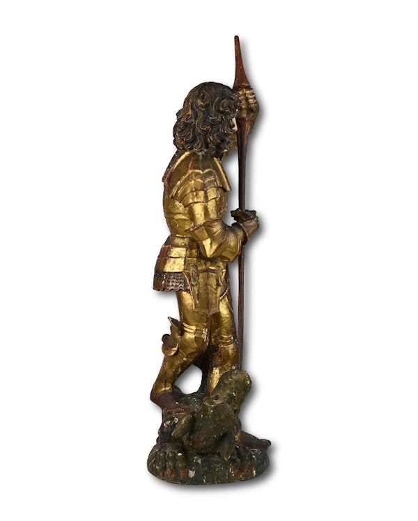 Polychromed sculpture of Saint George and the dragon. South German, 15th century - image 8