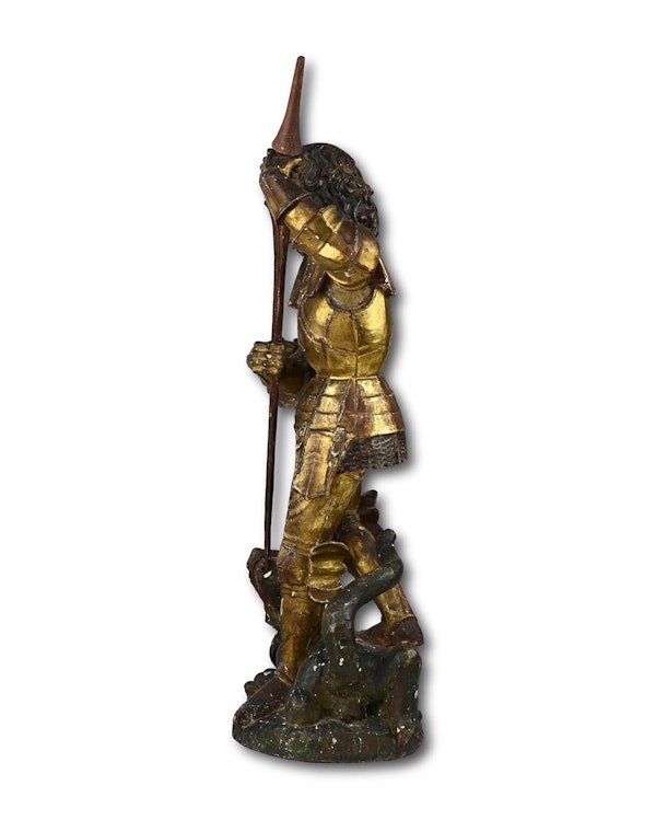 Polychromed sculpture of Saint George and the dragon. South German, 15th century - image 9