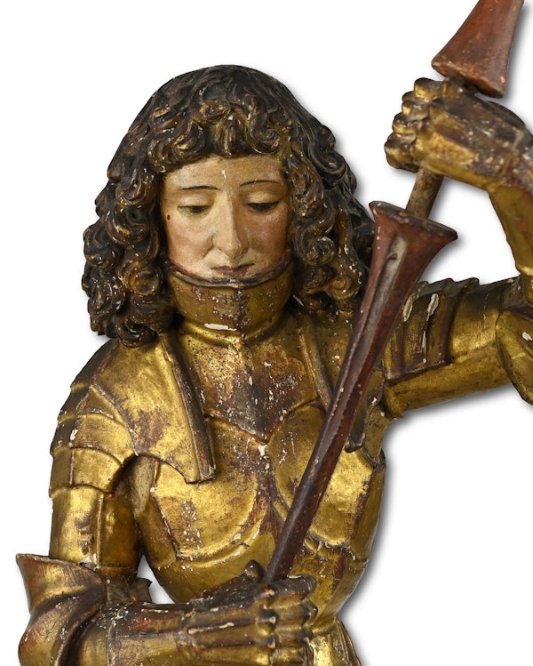 Polychromed sculpture of Saint George and the dragon. South German, 15th century - image 3