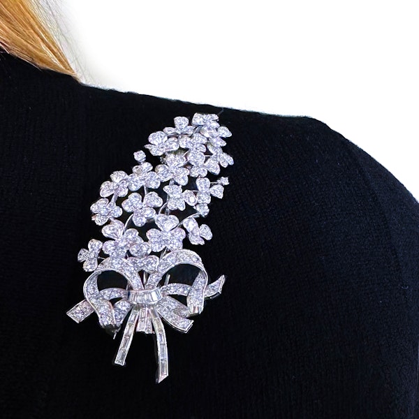 Vintage Diamond And White Gold Lilac Flower Brooch, Circa 1950 - image 2