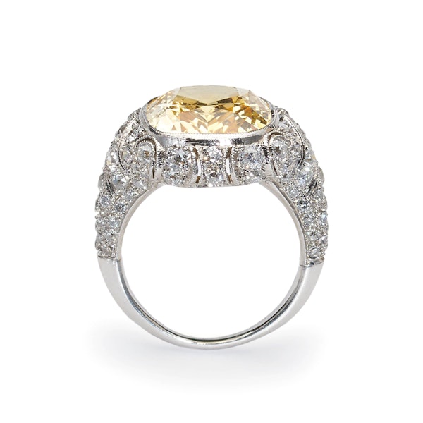 Yellow Sapphire, Diamond And Platinum Dress Ring. 13.20 Carats - image 2
