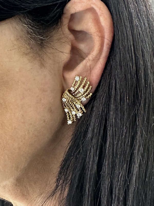 Vintage Schlumberger For Tiffany & Co. "V-Rope" Gold, Diamond And Platinum Earrings, Circa 1980 - image 2
