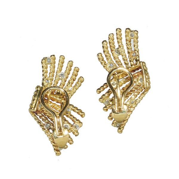 Vintage Schlumberger For Tiffany & Co. "V-Rope" Gold, Diamond And Platinum Earrings, Circa 1980 - image 5