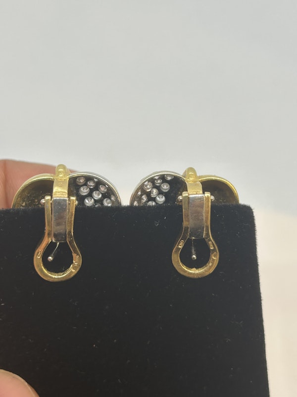 Stylish and lovely diamond 18ct yellow and white gold earrings at Deco&Vintage Ltd - image 3