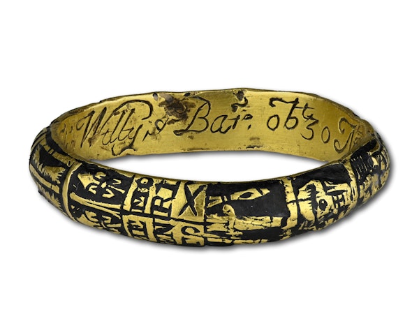 Enamelled gold Skeleton mourning ring.  English, quarter of the 18th century. - image 3