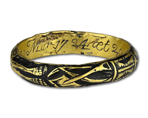 Enamelled gold Skeleton mourning ring.  English, quarter of the 18th century. - image 6