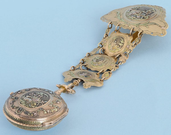 THREE COLOUR GOLD CHATELAINE WATCH - image 4
