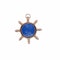 Vintage 9 ct. gold carnelian and blue enamel fob in the shape of a nautical  steering wheel - image 2