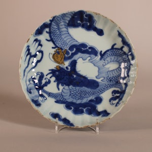 Chinese blue and white ribbed plate, early eighteenth century