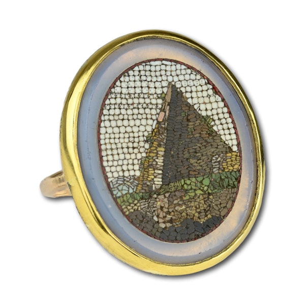 Gold ring set with a micromosaic of the Pyramid of Caius Cestius. - image 7