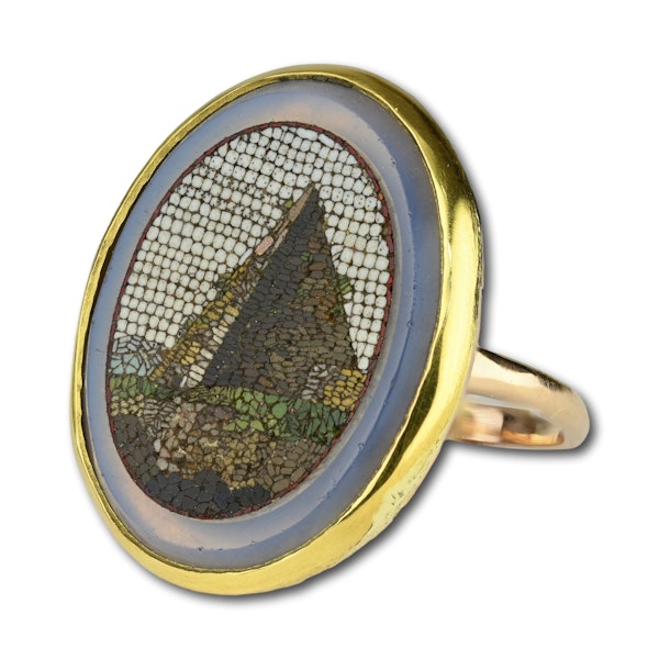 Gold ring set with a micromosaic of the Pyramid of Caius Cestius. - image 10