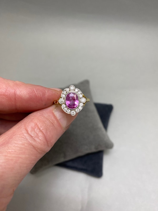 Pink Sapphire Diamond Ring in 18ct Yellow/White Gold date circa 1960, SHAPIRO & Co since1979 - image 3