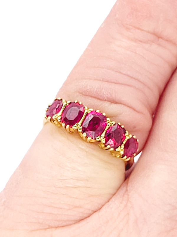 Antique gem ruby five stone ring SKU: 6939 DBGEMS - image 2
