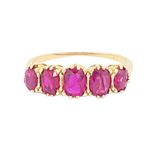 Antique gem ruby five stone ring SKU: 6939 DBGEMS - image 1