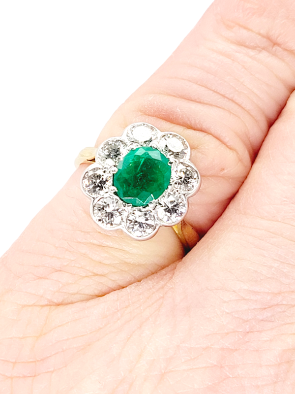 Emerald and diamond cluster engagement ring SKU: 6945 DBGEMS - image 2