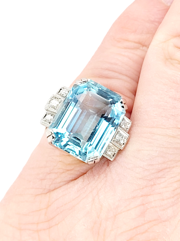 Aquamarine and diamond dress ring SKU: 6942 DBGEMS - image 1