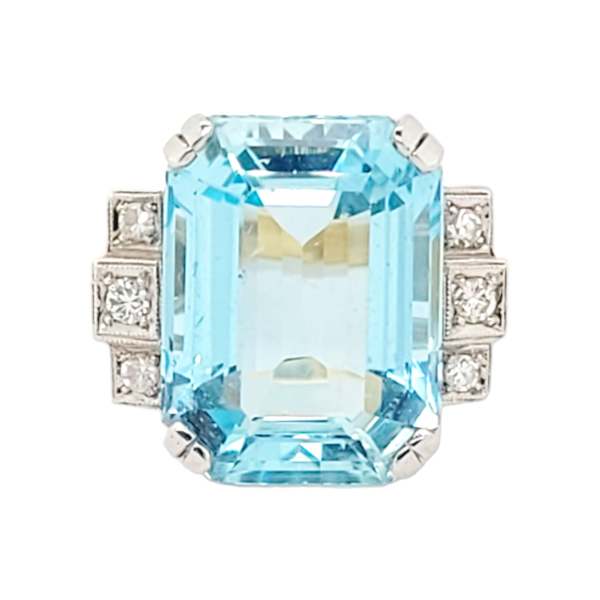 Aquamarine and diamond dress ring SKU: 6942 DBGEMS - image 4