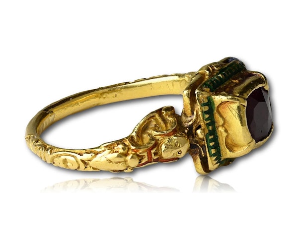 Renaissance gold and enamel ring set with a ruby. Western Europe, 16th century. - image 5