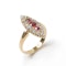 Antique Ruby, Diamond And Gold Navette Shaped Cluster Ring, Chester Hallmark, 1901 - image 2