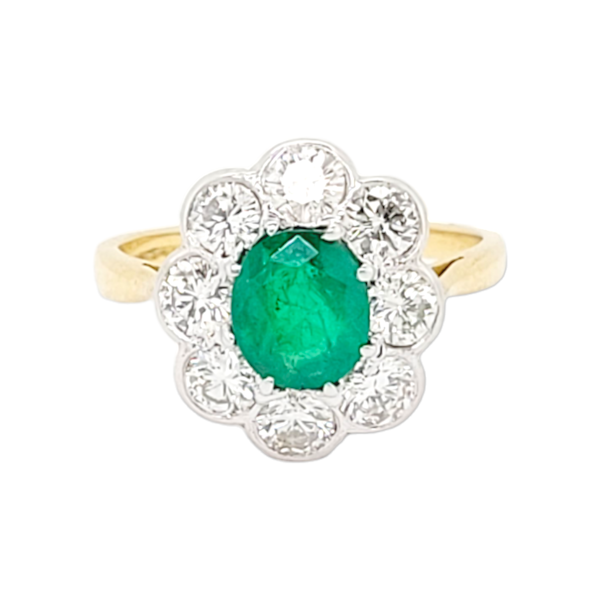 Emerald and diamond cluster engagement ring SKU: 6945 DBGEMS - image 1