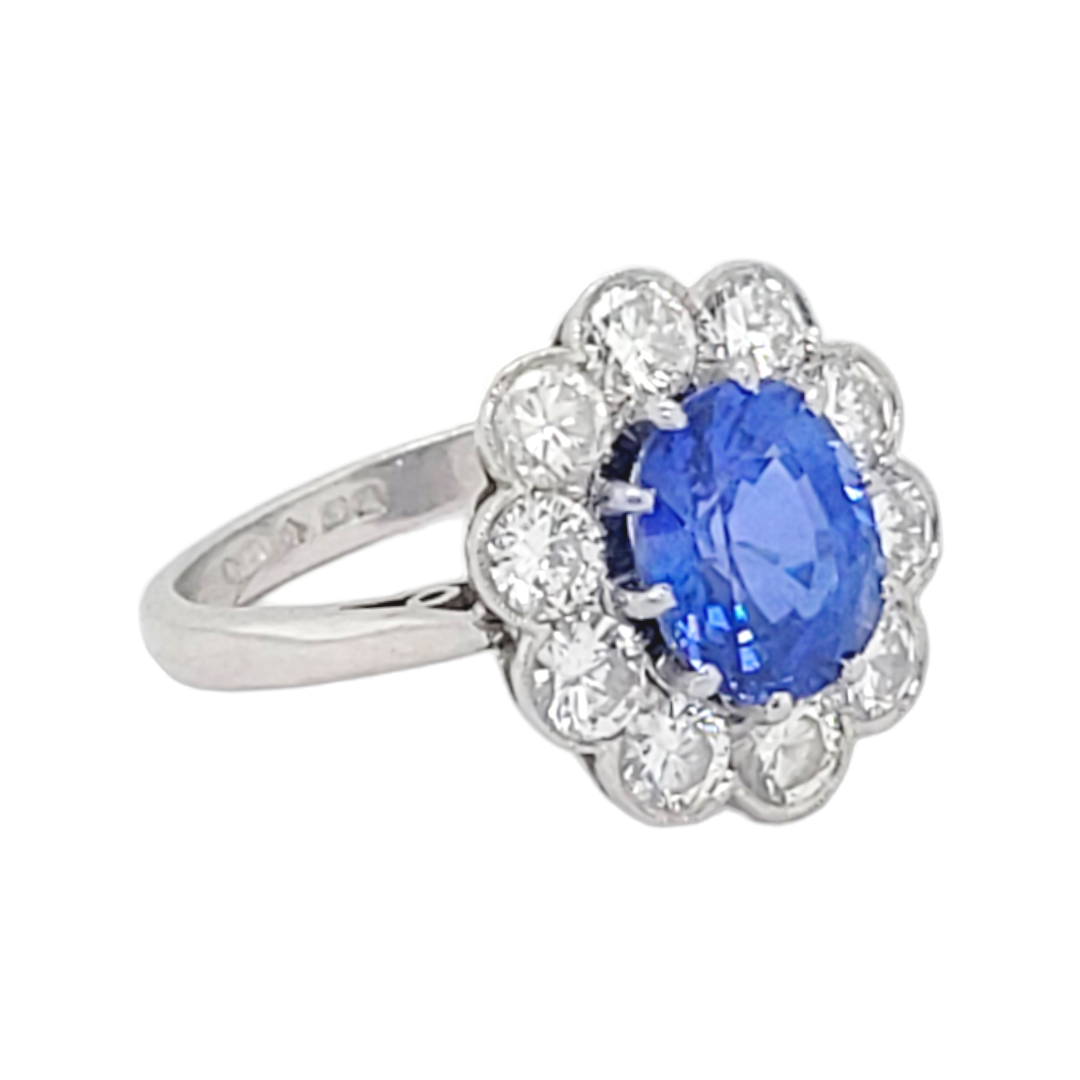 Sapphire And Diamond Cluster Engagement Ring SKU: 6950 DBGEMS