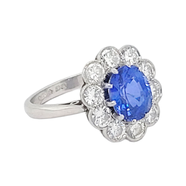 Sapphire and diamond cluster engagement ring SKU: 6950 DBGEMS - image 1