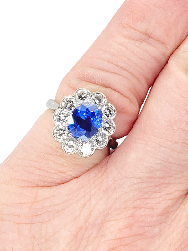 Sapphire and diamond cluster engagement ring SKU: 6950 DBGEMS - image 2