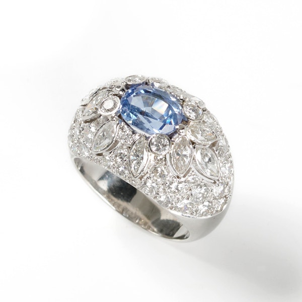 Vintage Diamond, Sapphire And Platinum Bombé Ring, Circa 1960 - image 2