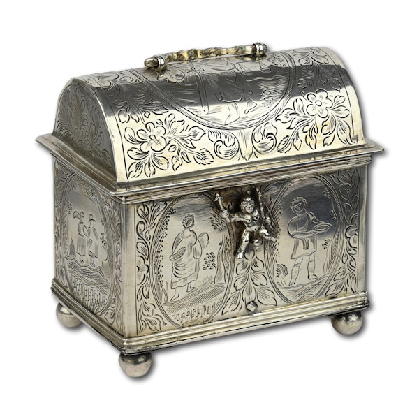 Silver Knottekistje or marriage casket. Dutch, 19th century or earlier. - image 2