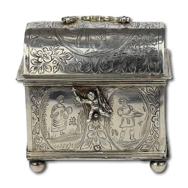 Silver Knottekistje or marriage casket. Dutch, 19th century or earlier. - image 1