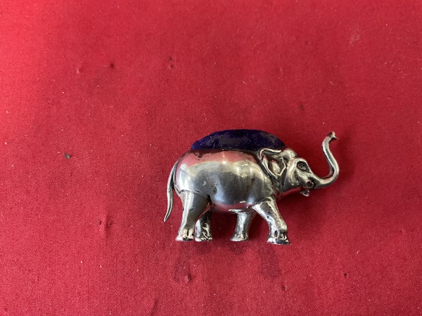 Antique silver elephant pin cushion - image 1