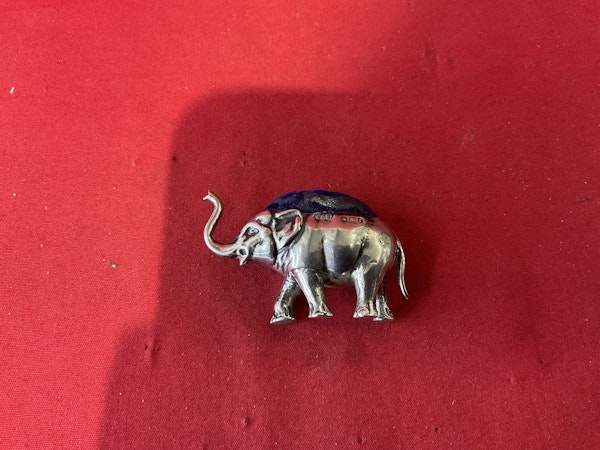 Antique silver elephant pin cushion - image 2