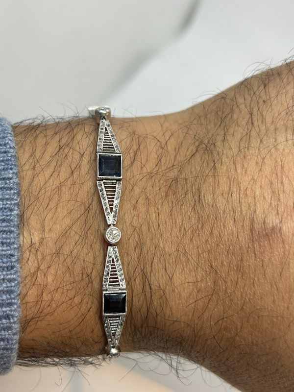 Lovely and wearable Art Deco sapphire diamond platinum bracelet at Deco&Vintage Ltd - image 4