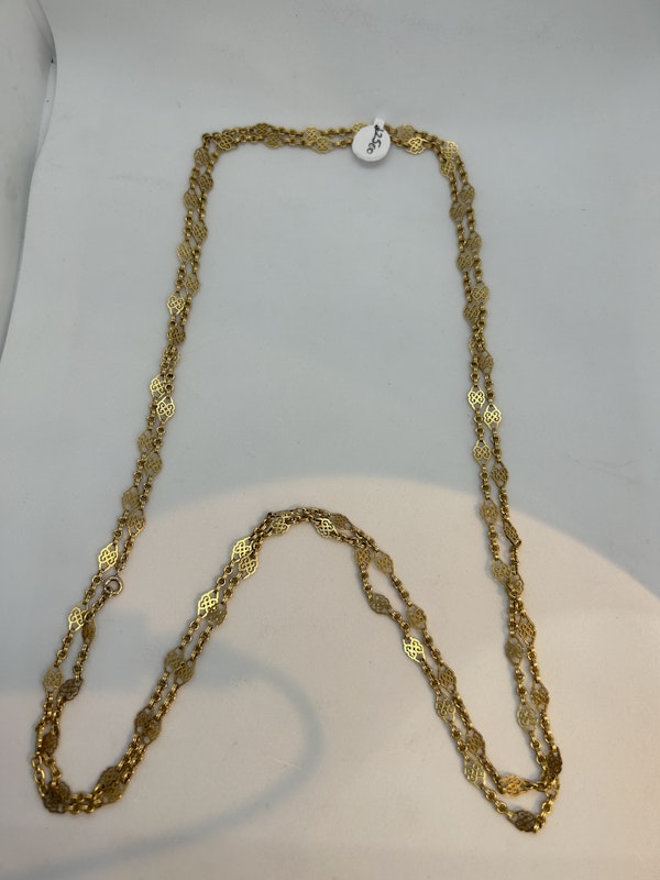 Lovely and wearable Art Nouveau French 18ct gold long chain at Deco&Vintage Ltd - image 3