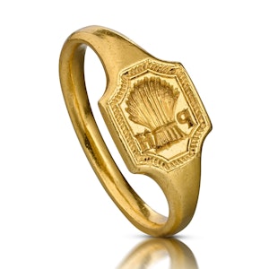 Gold signet ring carved with the image of a wheat sheaf. German, 17th century.