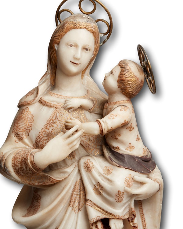 Large alabaster sculpture of the Madonna of Trapani. Sicilian, 18th century. - image 10