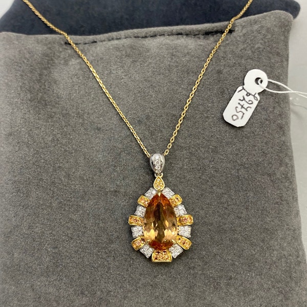 Imperial Topaz Diamond Pendant in 18ct Gold date circa 1980, SHAPIRO & Co since1979 - image 10