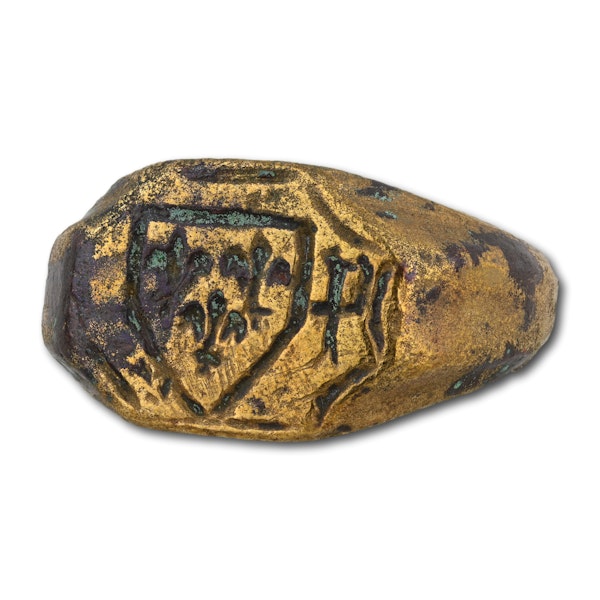 Large bronze merchants ring decorated with fleur-de-lis. French, 15/16th century - image 4