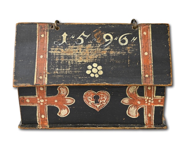 Miniature painted beech casket dated 1596. German, late 16th century. - image 1