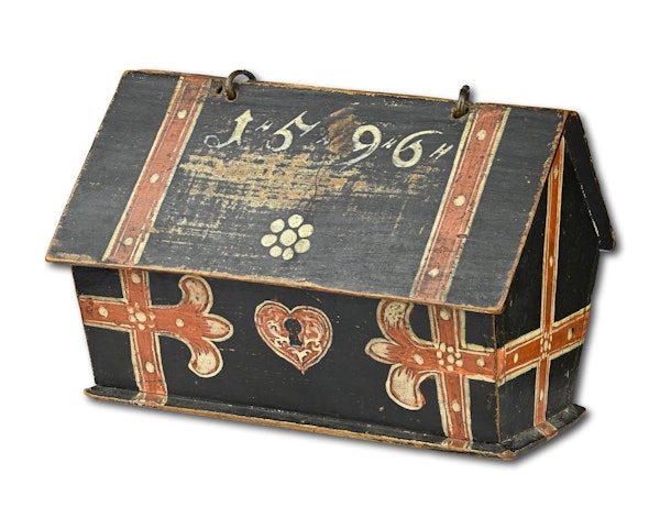 Miniature painted beech casket dated 1592. German, late 16th century. - image 2
