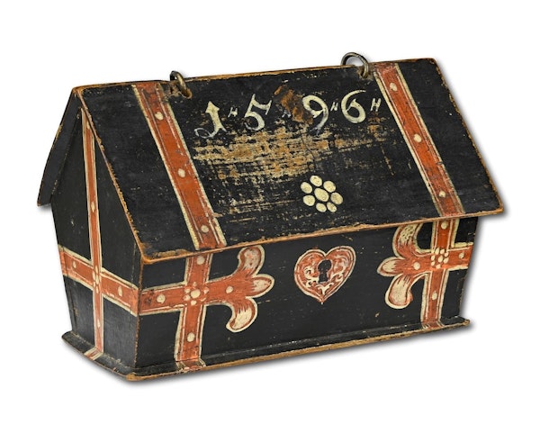 Miniature painted beech casket dated 1596. German, late 16th century. - image 7