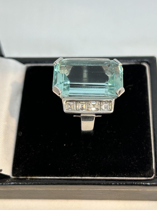Very chic 1960,s French aquamarine diamond ring at Deco&Vintage Ltd - image 3
