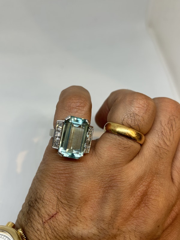 Very chic 1960,s French aquamarine diamond ring at Deco&Vintage Ltd - image 4