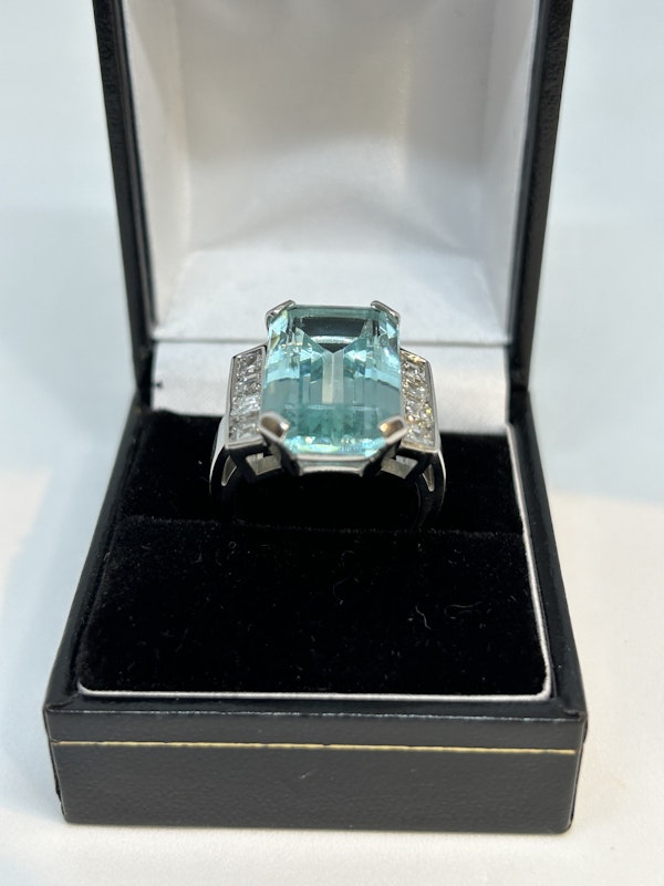 Very chic 1960,s French aquamarine diamond ring at Deco&Vintage Ltd - image 2