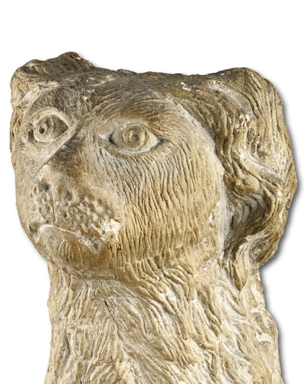 Primitive limestone sculpture of a seated spaniel. English, 17th / 18th century. - image 3