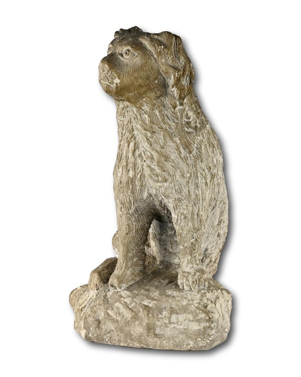 Primitive limestone sculpture of a seated spaniel. English, 17th / 18th century. - image 8