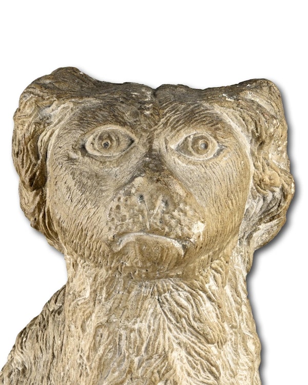 Primitive limestone sculpture of a seated spaniel. English, 17th / 18th century. - image 2