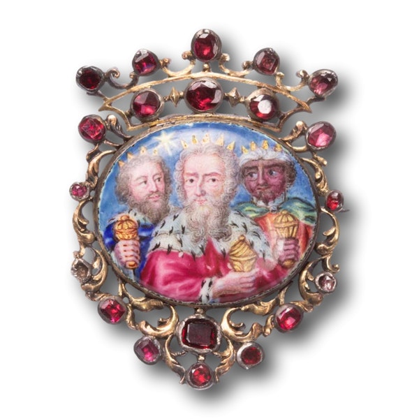 Gold brooch with an enamel of the three Magi. French or German, 17th century. - image 4