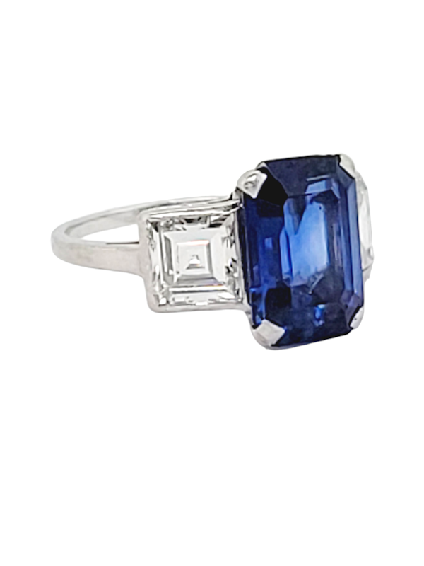 Art deco Ceylon sapphire and diamond engagement ring SKU: 6991 DBGEMS - image 4