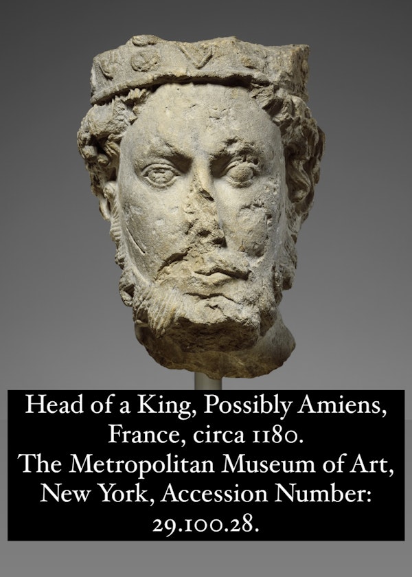 Important stone head of an emperor. Northern France, 12th - 13th century. - image 12